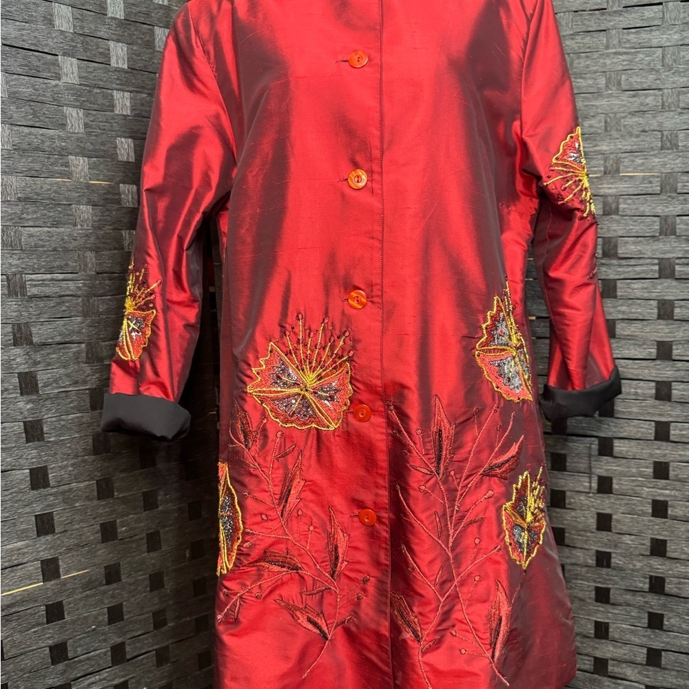 Tunique Red Embroidered Jacket
